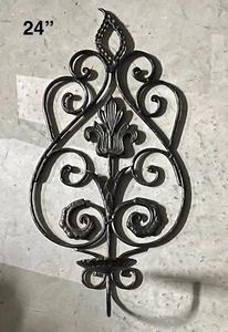 Large Heavy Forged Iron Farmhouse Rustic Ornate Scrolled Candle Wall Sconce 24” - Picture 1 of 5