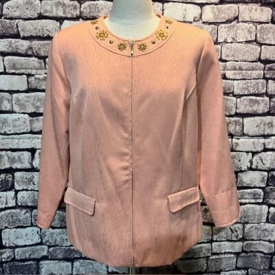 Jaqueta Alfred Dunner cor salmão manga 3/4 tamanho 16 - Imagem 1 de 4