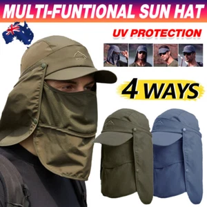Unisex Face Neck Flap Hat Wide Brim Cap Hiking Fishing UV Sun Protection Outdoor - Picture 1 of 14