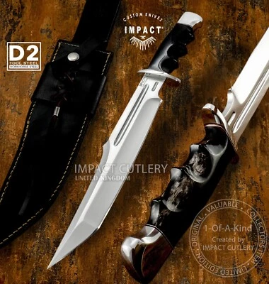 Impact Cutlery 1-Of-A-Kind Custom Fuller Bowie Knife Tanto Point, Bull Horn | D2 - Image 1 of 4