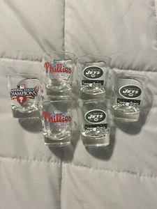 PHILADELPHIA PHILLIES  2 OZ SHOT GLASS MLB National League Lot New York Jets - Picture 1 of 7
