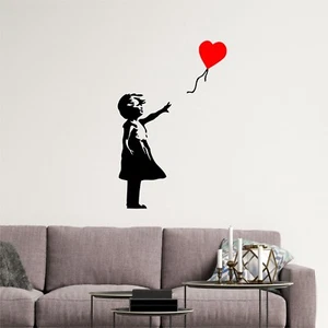 Banksy Style Love Heart Balloon Girl Wall Art, Living Room Bedroom 3 Sizes BG1 - Picture 1 of 1