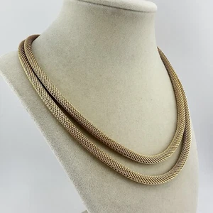 RoAn Vintage Style Double Strand Tube Chain Gold Tone 20” Necklace - Picture 1 of 7