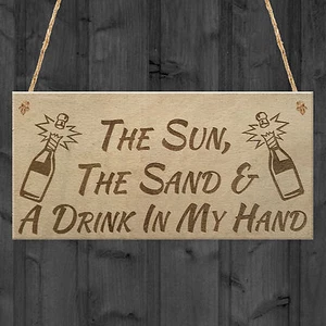 Sun Sand Drink Beach Alcohol Friendship Home Gift Hanging Plaque Bes Friend Sign - Picture 1 of 2
