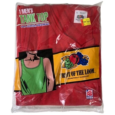 Deadstock Vintage Shirt Fruit of The Loom Sz Large Mens Tank Top 100% Cotton USA - Image 1 of 4