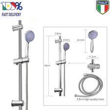 Asta Doccia Saliscendi Completo Doccetta 3 Funzioni Regolabile con 1,5m tubo