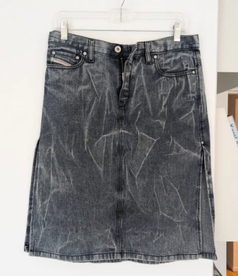 y2k 复古 Diesel Mod Fierce 牛仔裙 - 仿旧黑色 - 女式 29 码 — 第 1/4 张图片