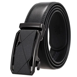 HJones Business Men's Real Leather Belt Automatic Buckle Belt Ratchet Strap Gift - Foto 1 di 6