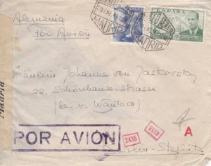 1941, Madrid, Spanien nach Deutschland, Luftpost, zensiert, siehe Bemerkung (C2206) - Bild 1 von 1