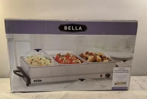 BRAND NEW Bella 13337 Triple Buffet Server and Warming Tray 2 Qt Chafing Dishes - Picture 1 of 4