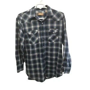 Vintage Big Mac Western Shirt Mens XLT Blue Plaid Flannel USA 90s Punk Skater - Picture 1 of 8