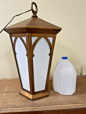 Lámpara Colgante Vintage Misión Artes y Oficios Góticos Vidrio Escoria Blanco Foto 1 de 4