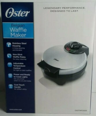 Gofrera belga antiadherente Oster 8" con control de temperatura, cromada Foto 1 de 4