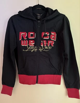Новая винтажная женская толстовка с капюшоном на молнии с вышитым логотипом T Rocawear Y2K размер M - Изображение 1 из 4