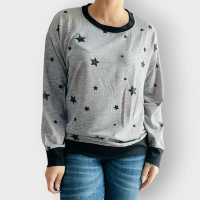 Espléndida Sudadera Gris Brezo Estrella Manga Larga Timbre Cómoda Talla Mediana Suave Foto 1 de 4