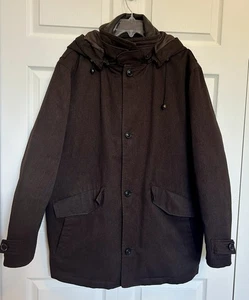 Rainforest Men's 2 in 1 Brown Membrane System Hooded Jacket Coat Size Large NEW! - Picture 1 of 8
