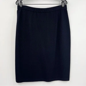 St. John Collection Black Santana Knit Knee Length Skirt 14 Career Professional - Picture 1 of 4