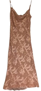 BHLDN Hutch Kinsey Cowl Neck Sheer Midi Dress Rose Pink Bridal Party Size 12 - Picture 1 of 8
