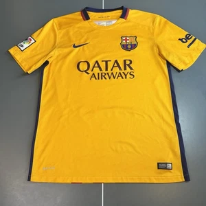 Authentic FC Barcelona 2015-16 Away Kit Jersey Medium Yellow Futbol Soccer - Picture 1 of 19
