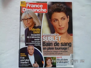FRANCE DIMANCHE N°3505 01/11/2013 ALESSANDRA SUBLET MIREILLE DARC SARDOU F55 - Imagen 1 de 1