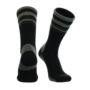 TCK Striped Merino Wool Hiking Socks For Men & Women - Black/Grey - Small - Picture 1 of 5