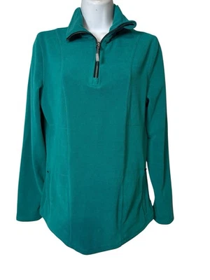 Calvin Klein Performance 1/4 Zip Long Sleeve Pullover Green Women’s Quick Dry LG - Image 1 of 4