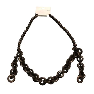 Target Brown Statement Necklace Wood Look Chain  - Picture 1 of 3