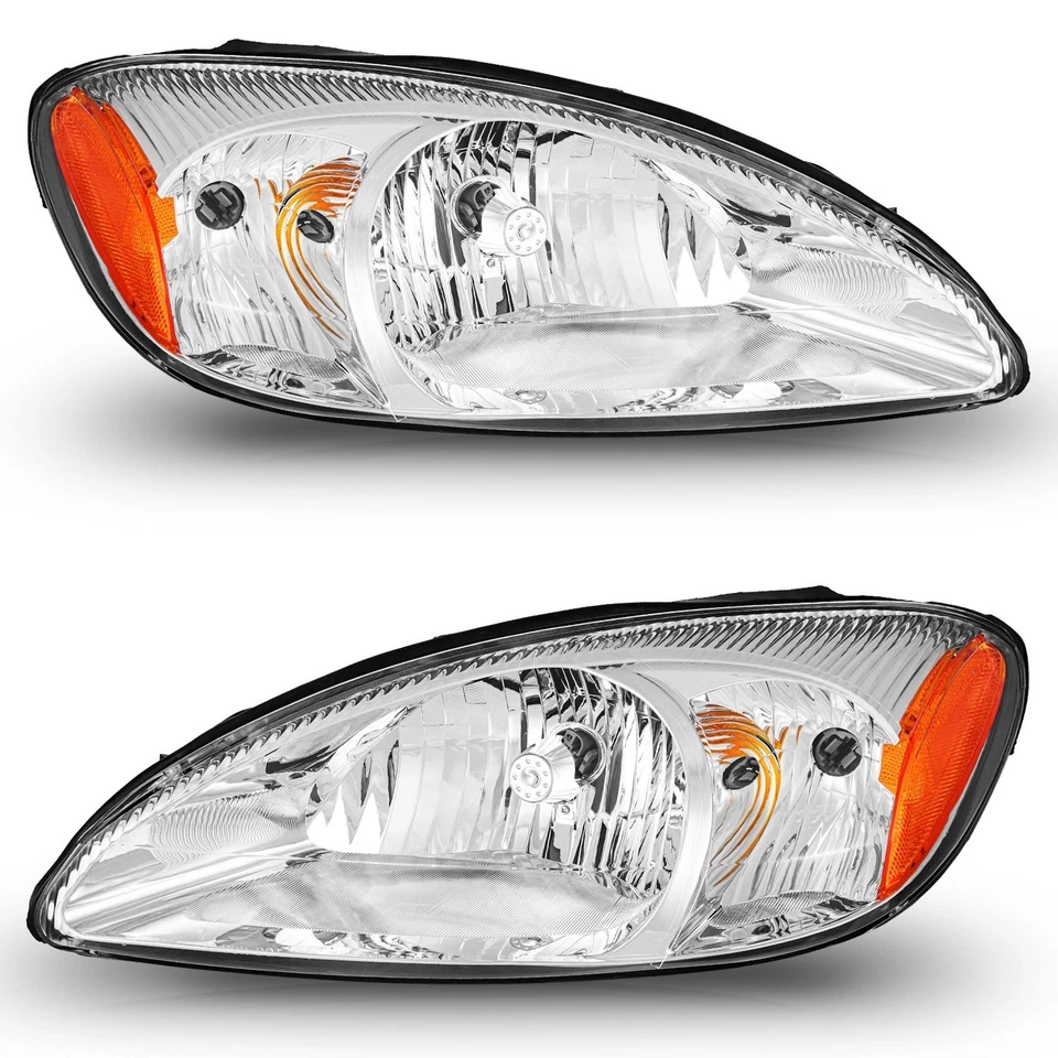 Headlights For 2000-2007 Ford Taurus Chrome Amber Corner Headlamps L+R Pair - Image 1 of 4