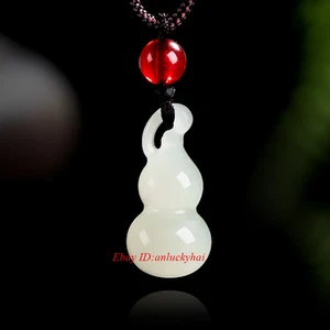 Collar Colgante Calabaza Jade Blanco Jade Hetiano Antiguo Natural Certificado Joyería - Imagen 1 de 6