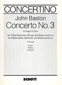 Concert 03 G John Baston Book [Softcover] Alto Recorder, String Ensemble and Bas - Image 1 of 3