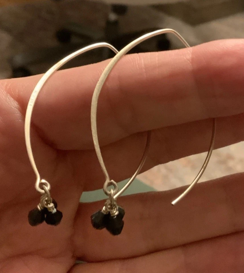 Silpada Sterling Silver Social Gathering Black Obisdian Threader Earrings W1311 - Image 1 of 1