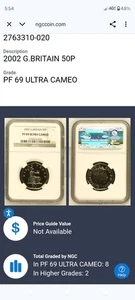 2002 GREAT BRITAIN FIFTY 50 PENCE PROOF NGC PF 69 UC — Pop 8/2 - Picture 1 of 3