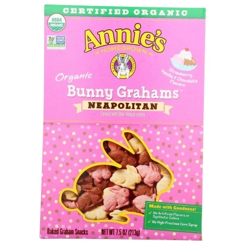 Annie's Organic Neapolitan Bunny Grahams Baked Graham Snacks 7.5 Oz Annies