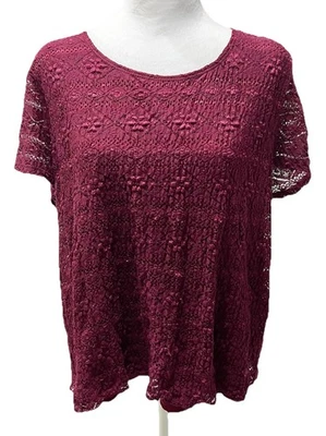 Top de encaje Dressbarn para mujer talla 2X borgoña caprichoso hada vampiro romántico otoño Foto 1 de 4