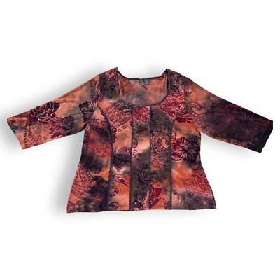 Sere Nade orange/Brown Scoop Neck 3/4 Sleeve Shirt 2X Pheobe Buffay Whimsy Goth - Image 1 of 4