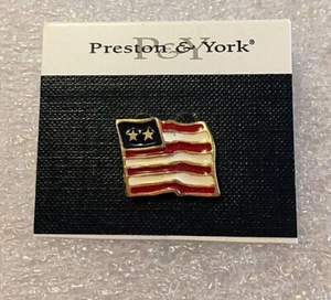 Vintage 1990 Preston & York Enamel Pin Back American Flag Patriotic NEW  - Picture 1 of 3