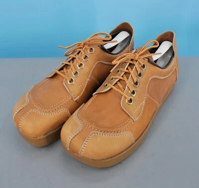 Men's VTG NOS 70s Brown Leather Lace Up Shoes Sz 9.5 M 1970s Pedwin Sneakers - Image 1 of 4