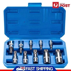 AU STOCK 10PCS Bit Socket Set 12 Point Triple Square Spline Tamper Proof Bits - Picture 1 of 9