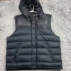 True Religion Puffer Vest Mens Sz XXXL Black  Full Zip Y2k 3XL - Picture 1 of 17