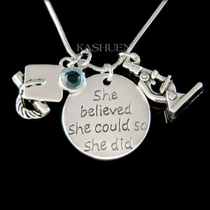 3D Microscope Chemistry Biology Science Graduation Cap Women Gift Charm Necklace - Picture 1 of 7