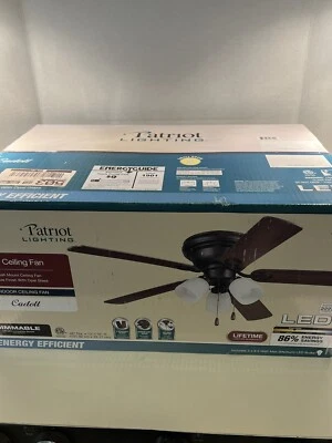 Patriot Lighting Cadott 48 in. Ceiling Fan New in Box! LED Lights, for Small Rm - Image 1 of 4
