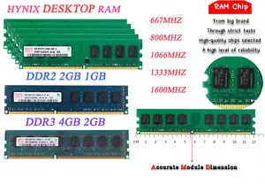Hynix 4GB 2GB 1GB DDR2 DDR3 5300 6400 667 1600 Mhz DIMM RAM Desktop Memory Lot - Picture 1 of 34