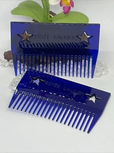 Lot of 2 Estee Lauder Blue Travel Size Wide Plastic Detangler Comb - Brand New - Picture 1 of 6