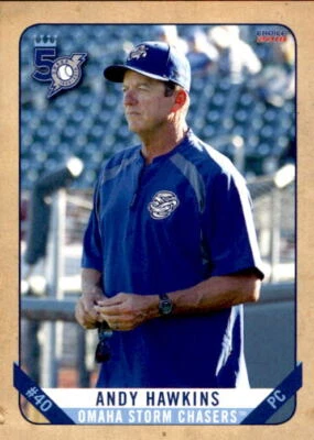 2018 Omaha Storm Chasers Choice #24 Andy Hawkins Pitching Coach Waco Texas Card - Image 1 of 2