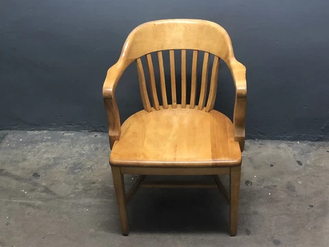 Vintage original US Navy Gunlocke oak lawyer arm chair Medical Infirmary Office Cover