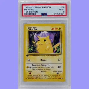 Pokemon 1st Edition Base Set French Pikachu 58/102 PSA 9 MINT - Picture 1 of 4