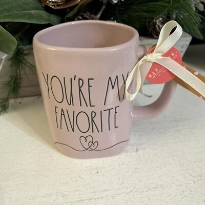 RAE DUNN YOU’RE MY FAVORITE Pink Mug  With Hearts /i Love You On Back - Image 1 of 4