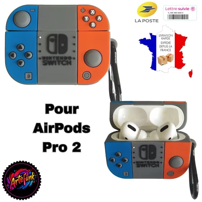 Ètui Protection 3D Silicone Nintendo Switch Pour Apple AirPods Pro 2 - FR - Photo 1/4