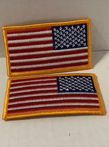 2 Vanguard 2”x 3” U.S. American Embroidered Flag Patchs Gold Merrowed Edge - Picture 1 of 6