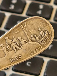 Frank Whiting Souvenir Grapefruit Spoon Landing Of The Pilgrims 1620 19 Century - Picture 1 of 9